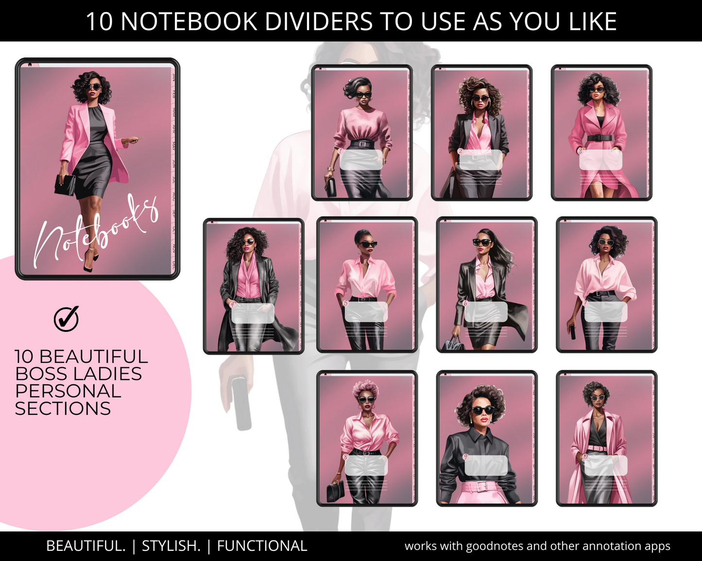 Digital Planner iPad Planner Goodnotes Planner, African American Girl Boss Lady Digital Planner Functional iPad Digital planner, Notability Planner