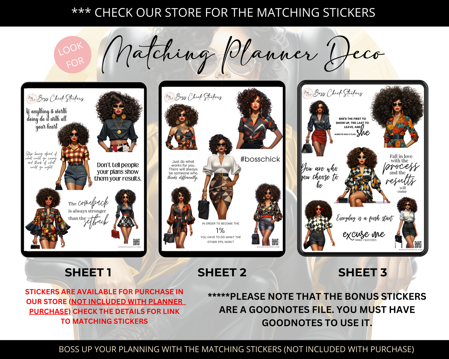 Digital Planner iPad Planner Goodnotes Planner, African American Girl Boss Lady Digital Planner Functional iPad Digital planner, Notability Planner