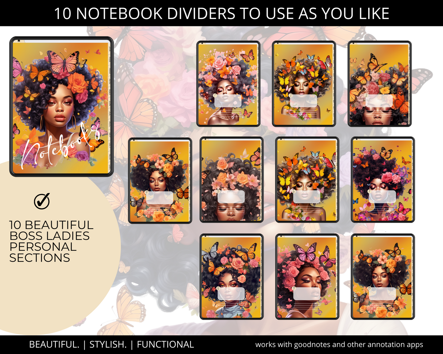 Digital Planner iPad Planner Goodnotes Planner, African American Girl Boss Lady Digital Planner Functional iPad Digital planner, Notability Planner