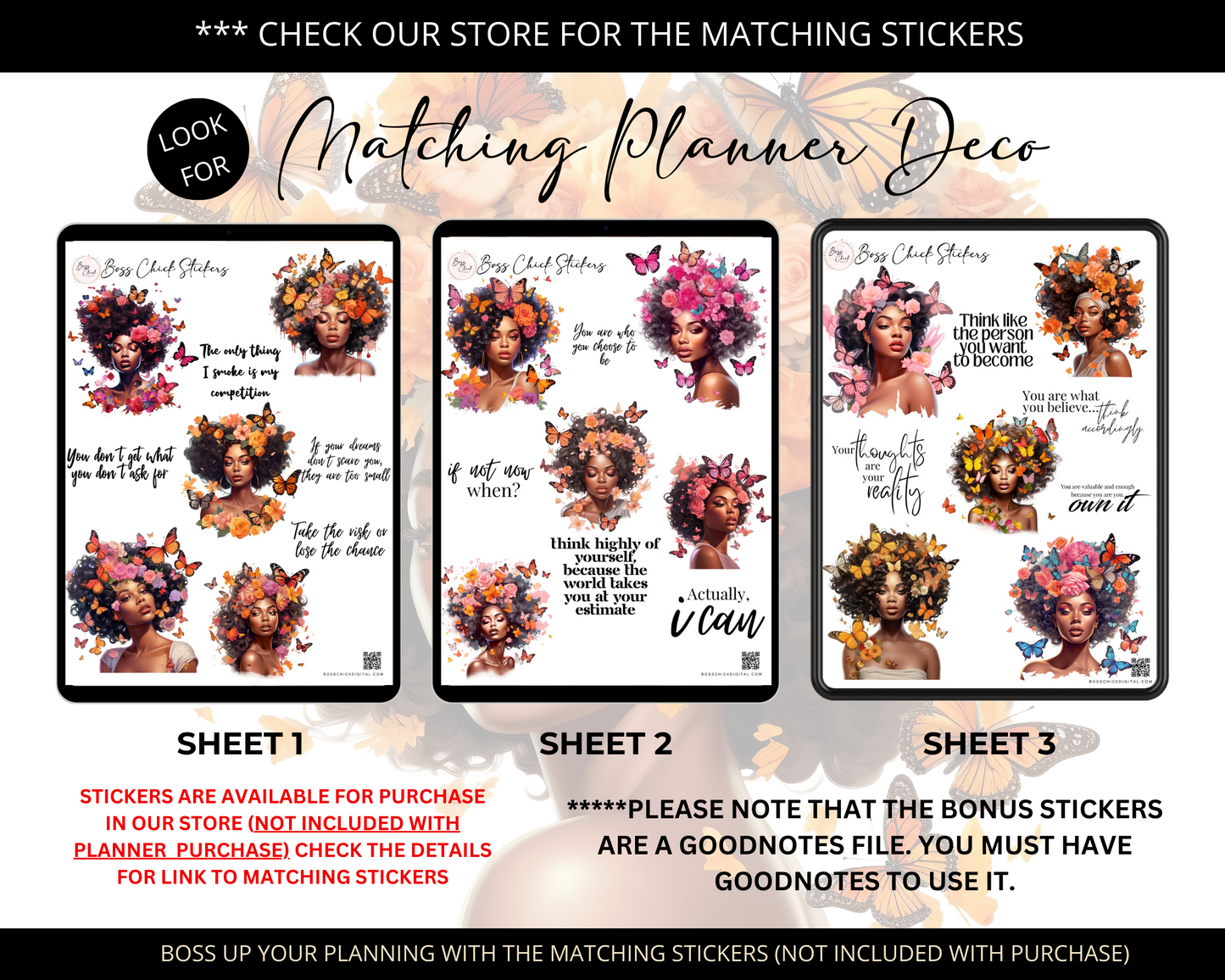 Digital Planner iPad Planner Goodnotes Planner, African American Girl Boss Lady Digital Planner Functional iPad Digital planner, Notability Planner