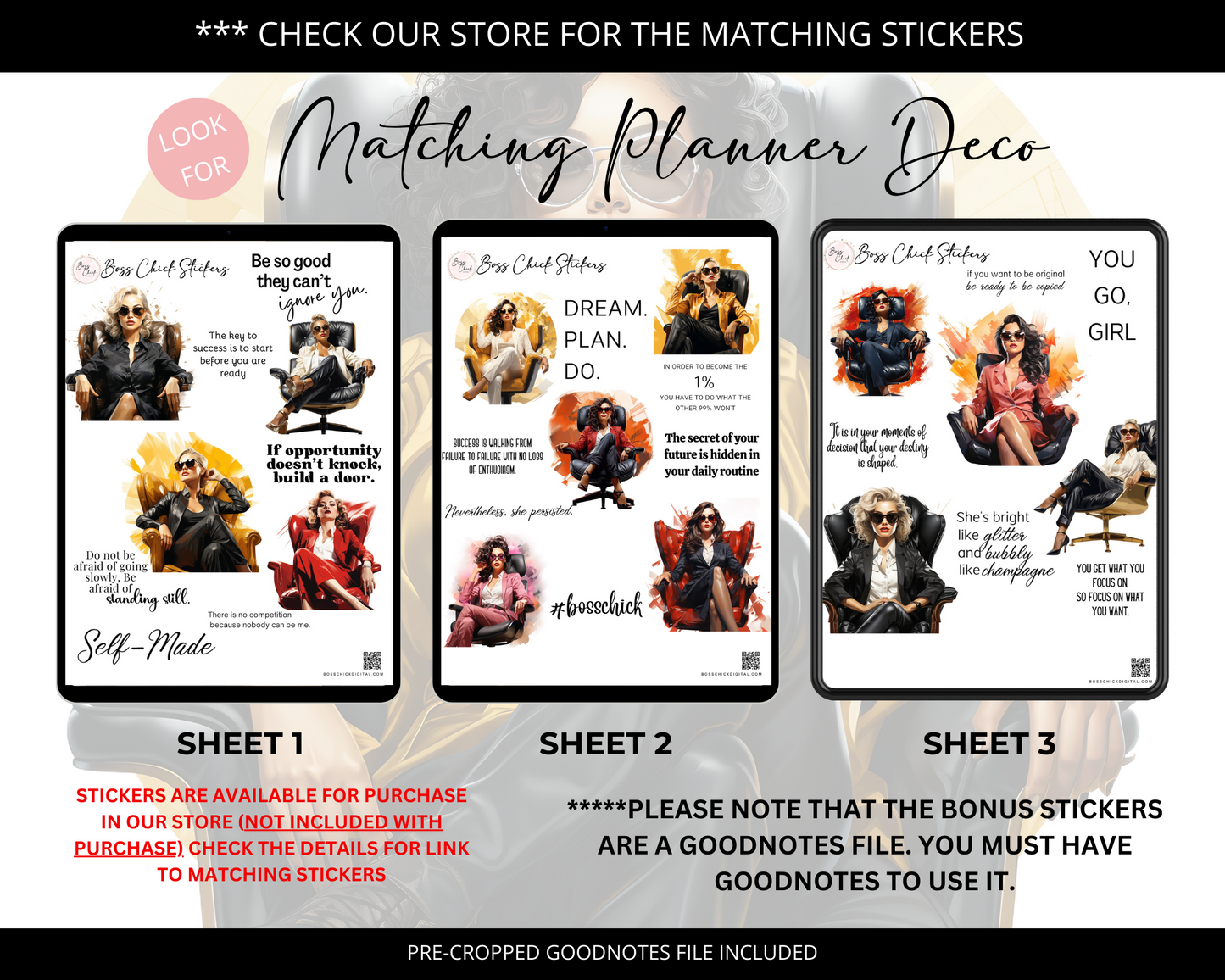 Digital Planner, Goodnotes Planner, Girl Boss Lady Digital Planner Functional iPad Digital planner, Notability Planner Digital Notebook