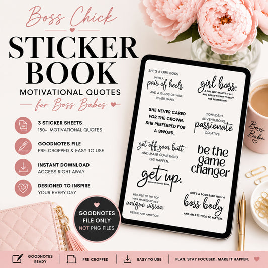 Digital Stickers, Goodnotes stickers, Digital Planner Stickers Girl Boss Lady Motivational Sayings Digital Stickers for Digital Planner