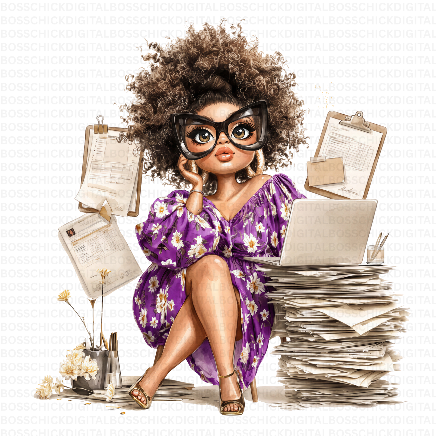 Boss Babe Quirky PNG Collection | 20 Quirky Black Woman PNG Bundle | Cute Boss Babe Clipart | African American Business Woman Digital Art | Planner Girl PNG | Commercial Use