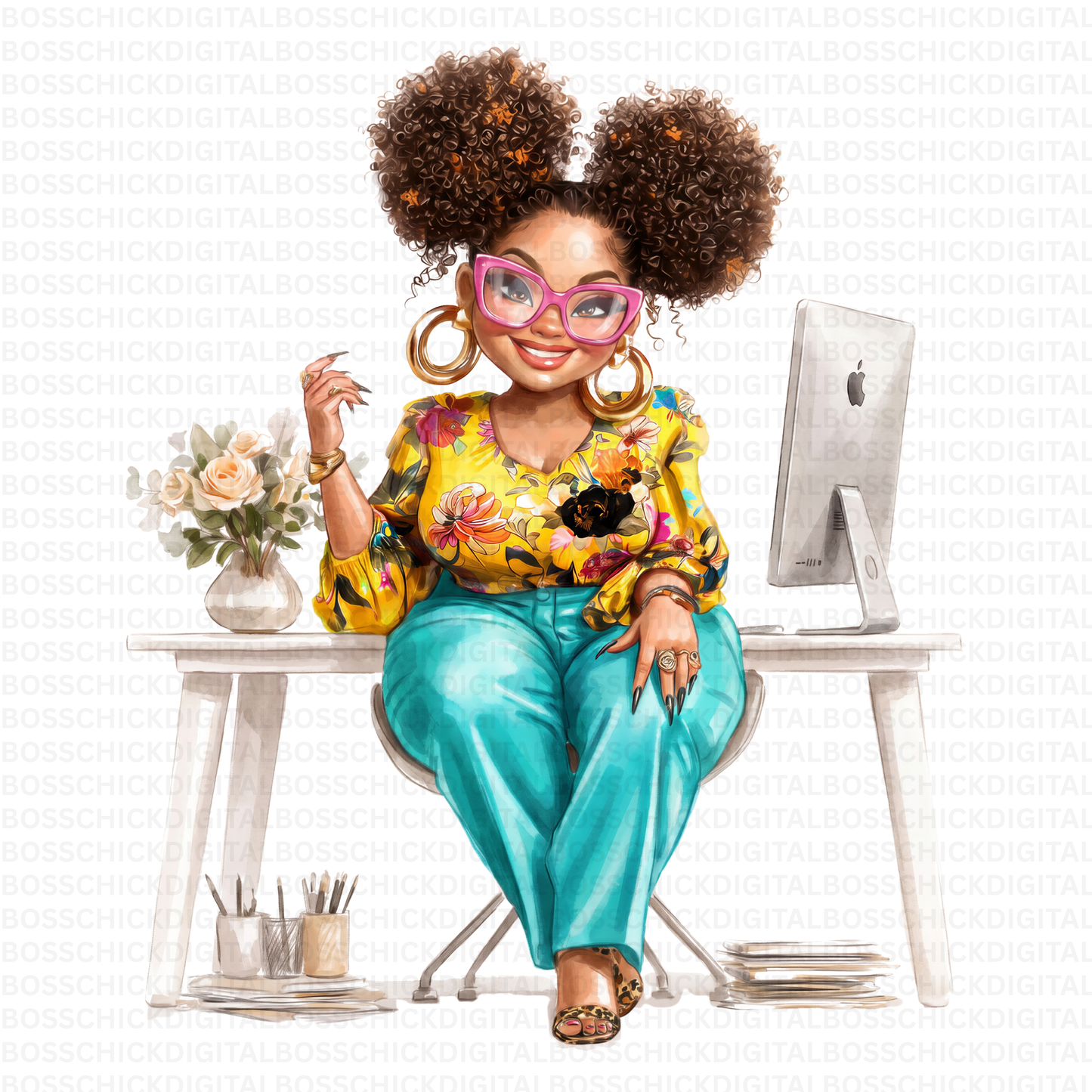 Boss Babe Quirky PNG Collection | 20 Quirky Black Woman PNG Bundle | Cute Boss Babe Clipart | African American Business Woman Digital Art | Planner Girl PNG | Commercial Use