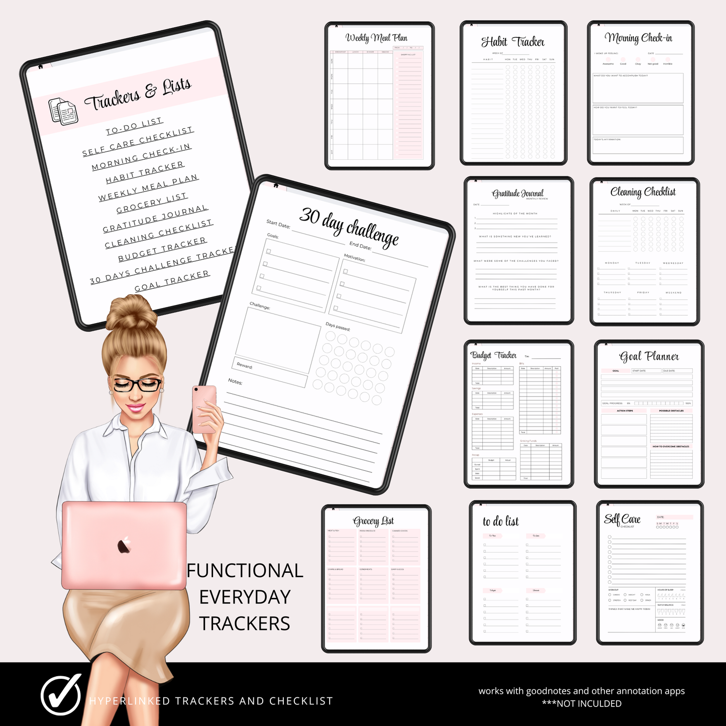 Stylish Girl Boss Cover Digital Life Planner | Goodnotes Compatible |  Boss Girl iPad Planner | Hyperlinked & Undated PDF
