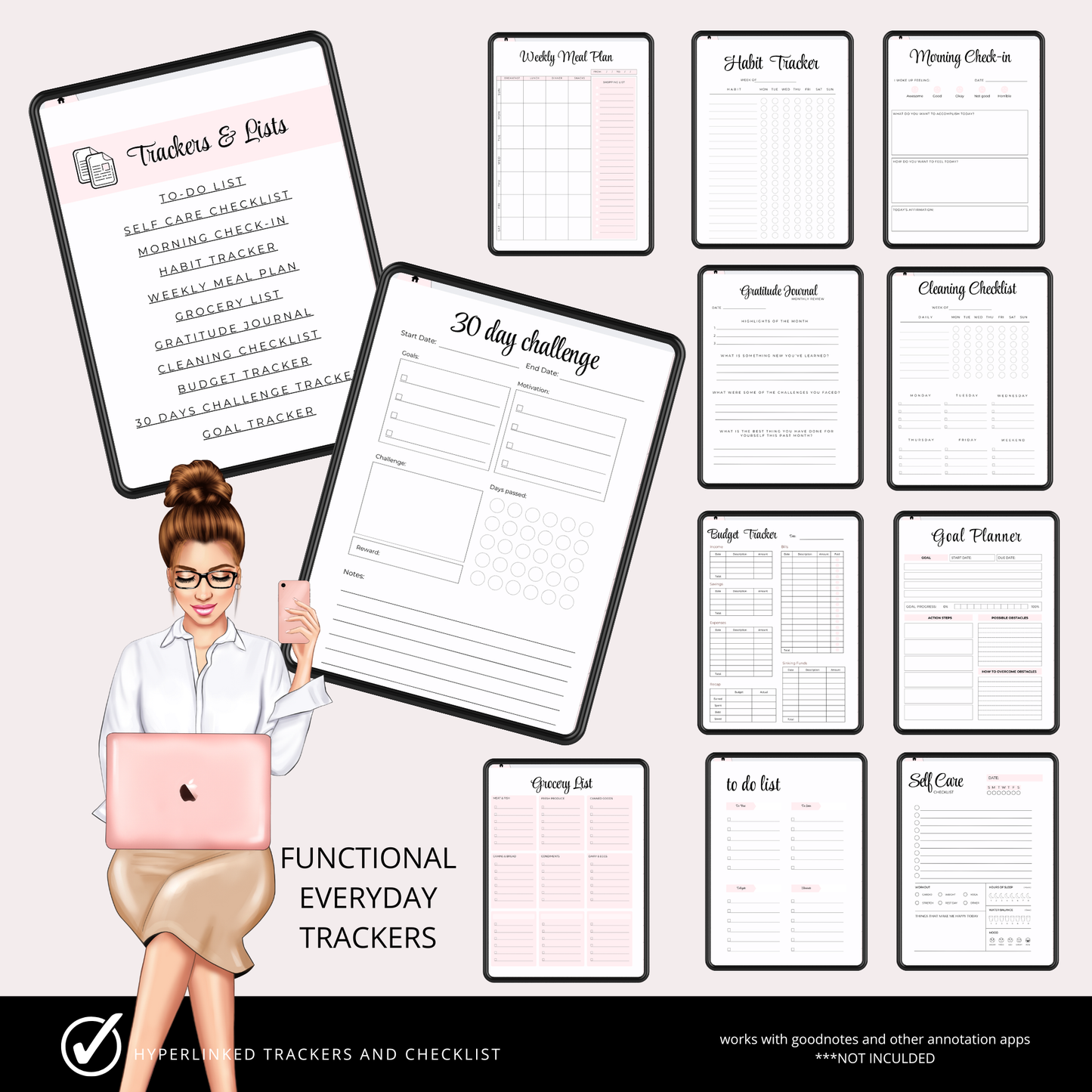 Girl Boss Digital Planner for Women | Boss Girl iPad Planner | Hyperlinked & Undated PDF
