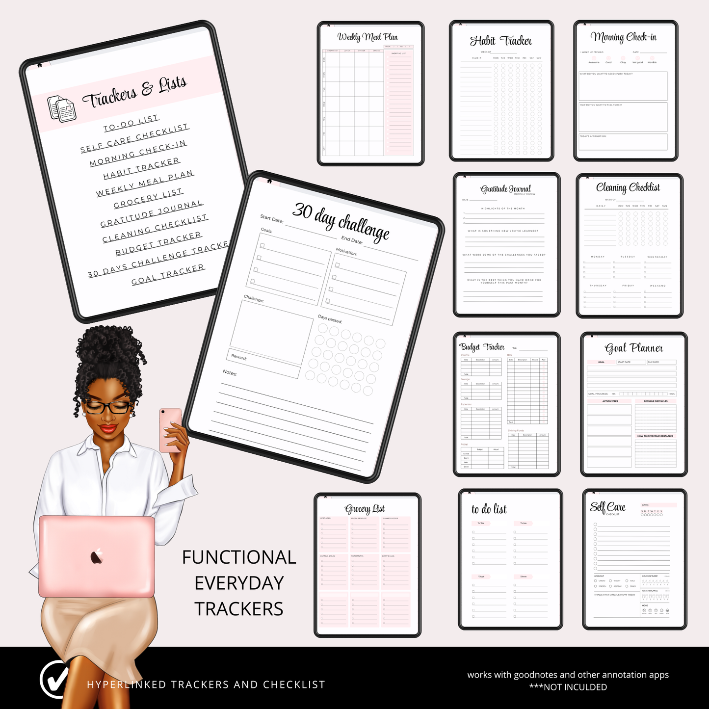 Black Girl Magic Girl Boss Planner | Digital iPad PDF | Hyperlinked Girl Boss Digital Planner |  Girl Boss Digital Organizer