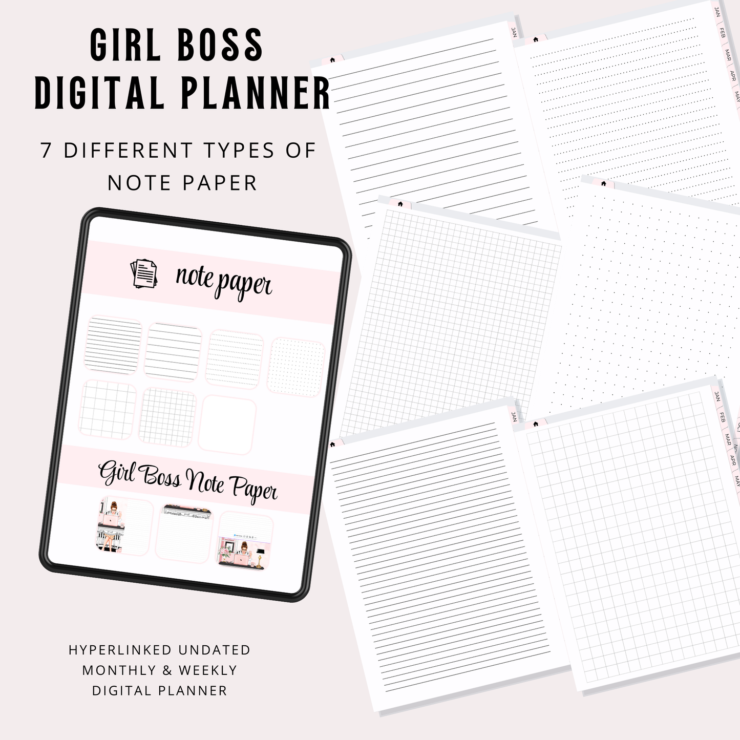 Girl Boss Digital Planner for Women | Boss Girl iPad Planner | Hyperlinked & Undated PDF