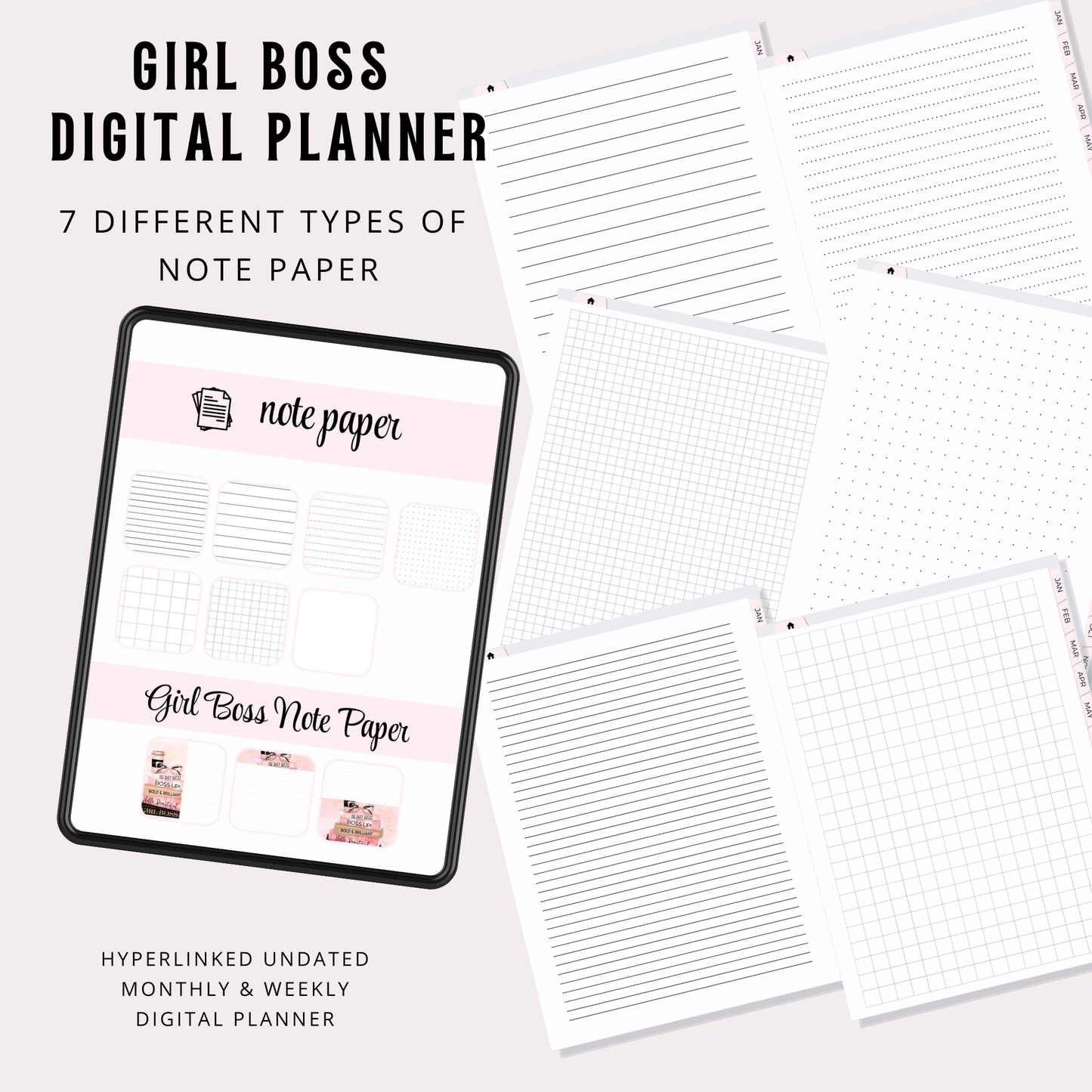 Fashion Girl Planner |  Boss Girl Desk Cover | Girl Boss Digital Planner for Women | Boss Girl iPad Planner | Hyperlinked