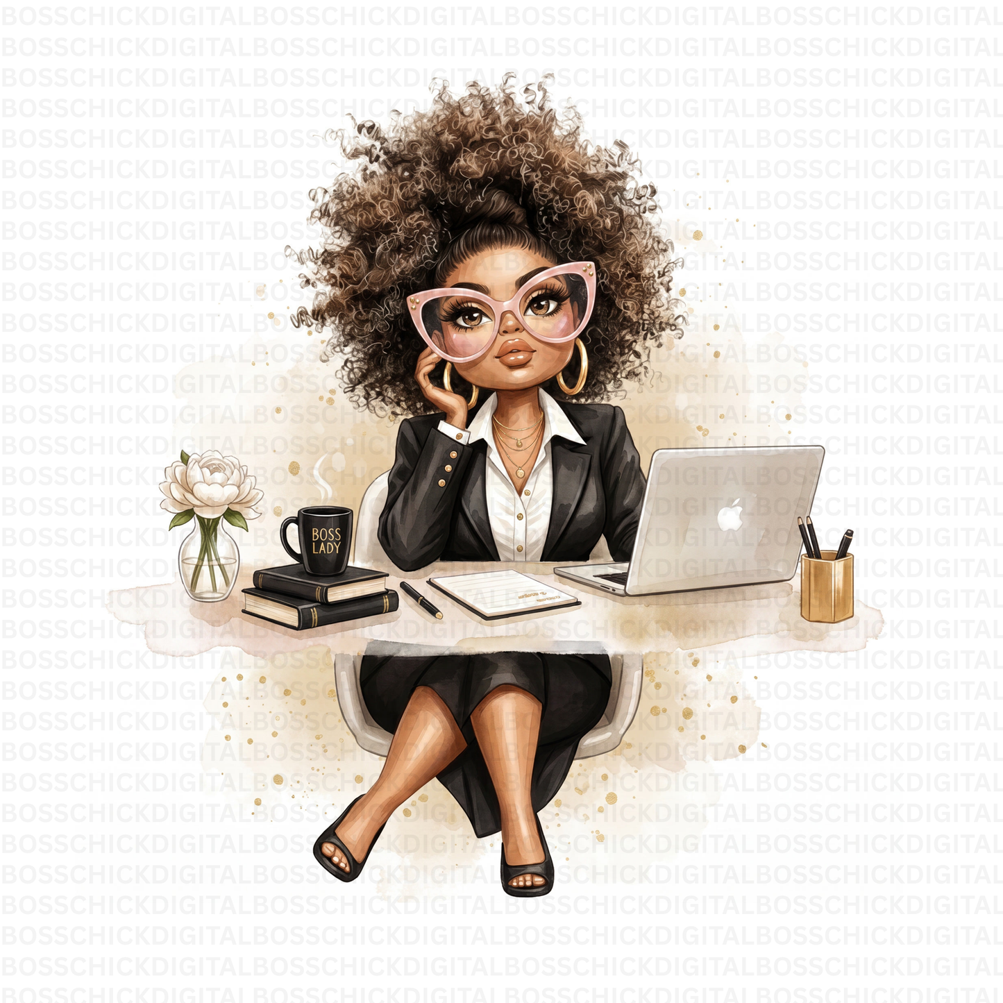 Boss Babe Quirky PNG Collection | 20 Quirky Black Woman PNG Bundle | Cute Boss Babe Clipart | African American Business Woman Digital Art | Planner Girl PNG | Commercial Use