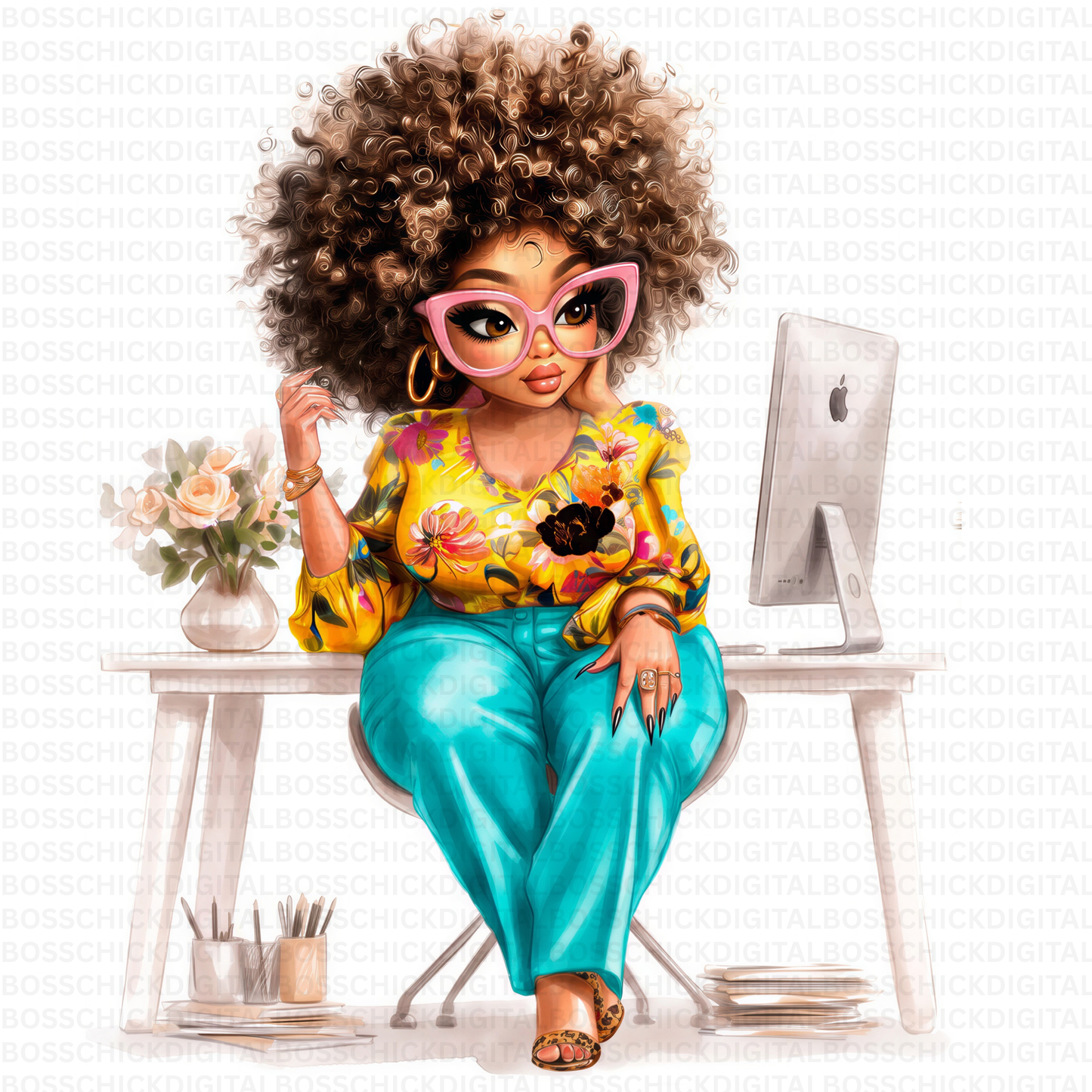 Boss Babe Quirky PNG Collection | 20 Quirky Black Woman PNG Bundle | Cute Boss Babe Clipart | African American Business Woman Digital Art | Planner Girl PNG | Commercial Use
