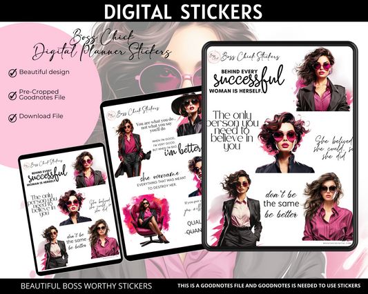 Digital Stickers, Goodnotes stickers, Digital Planner Stickers Girl Boss Lady In Pink Digital Stickers for Digital Planner
