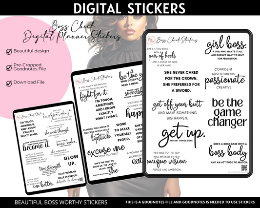Digital Stickers, Goodnotes stickers, Digital Planner Stickers Girl Boss Lady Motivational Sayings Digital Stickers for Digital Planner