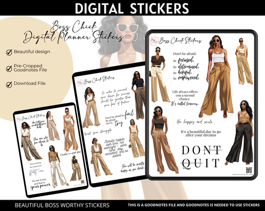 Digital Stickers, Goodnotes stickers, Digital Planner Stickers African American Girl Boss Lady Digital Stickers for Digital Planner