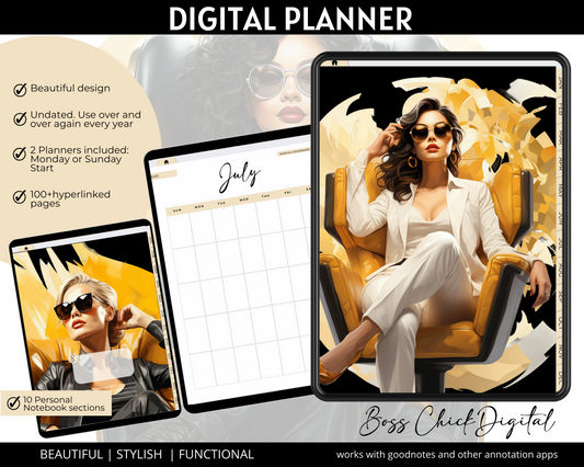 Digital Planner, Goodnotes Planner, Girl Boss Lady Digital Planner Functional iPad Digital planner, Notability Planner Digital Notebook