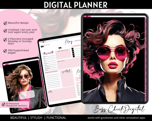 Digital Planner, Goodnotes Planner, Girl Boss Lady Digital Planner Functional iPad Digital planner, Notability Planner Digital Notebook